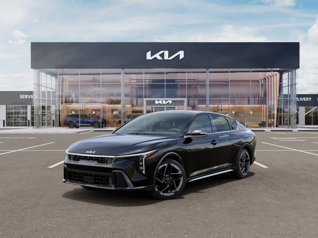 2026 Kia K4 GT-Line in Aurora Black P — front three-quarter view