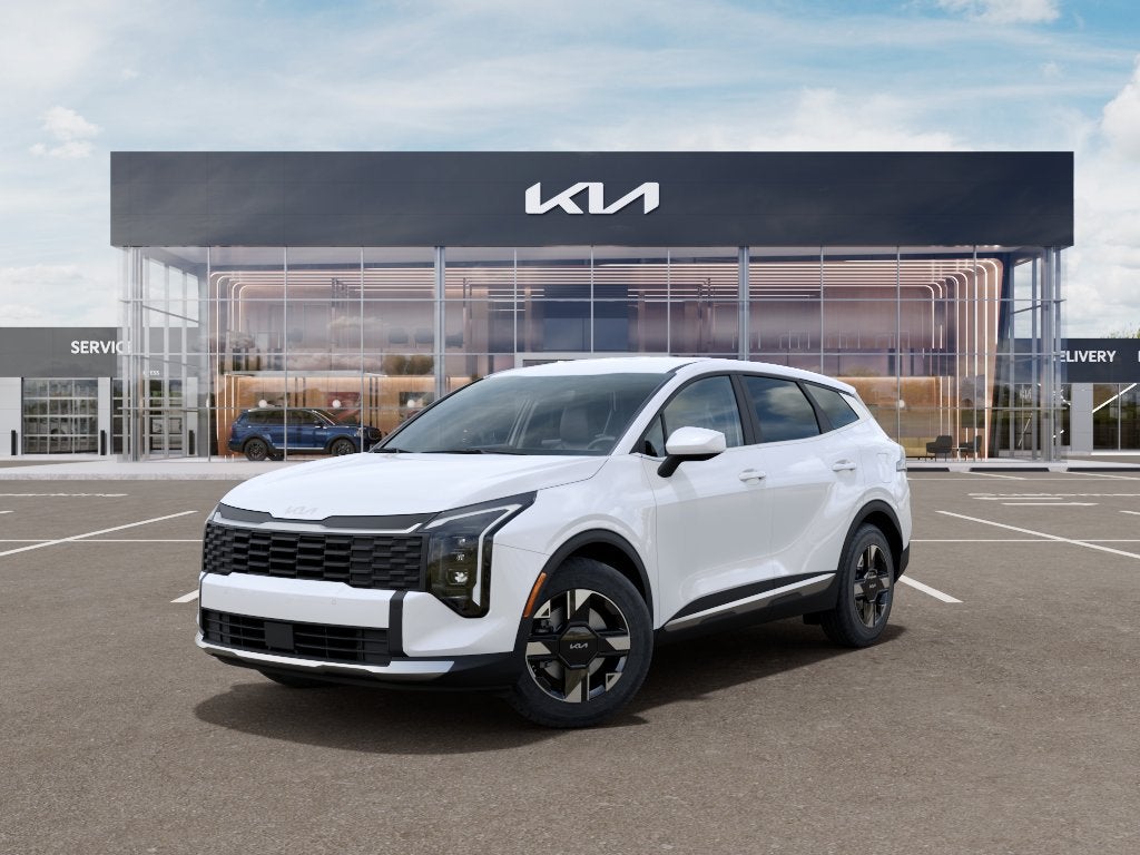 2026 Kia Sportage LX in Glacial White — front three-quarter view