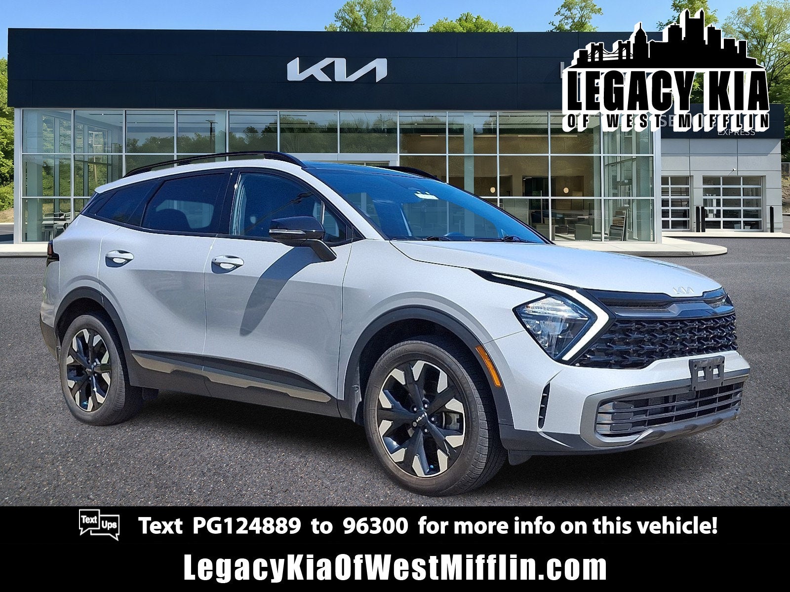 2023 Kia Sportage X-Line in Wolf Gray — front three-quarter view
