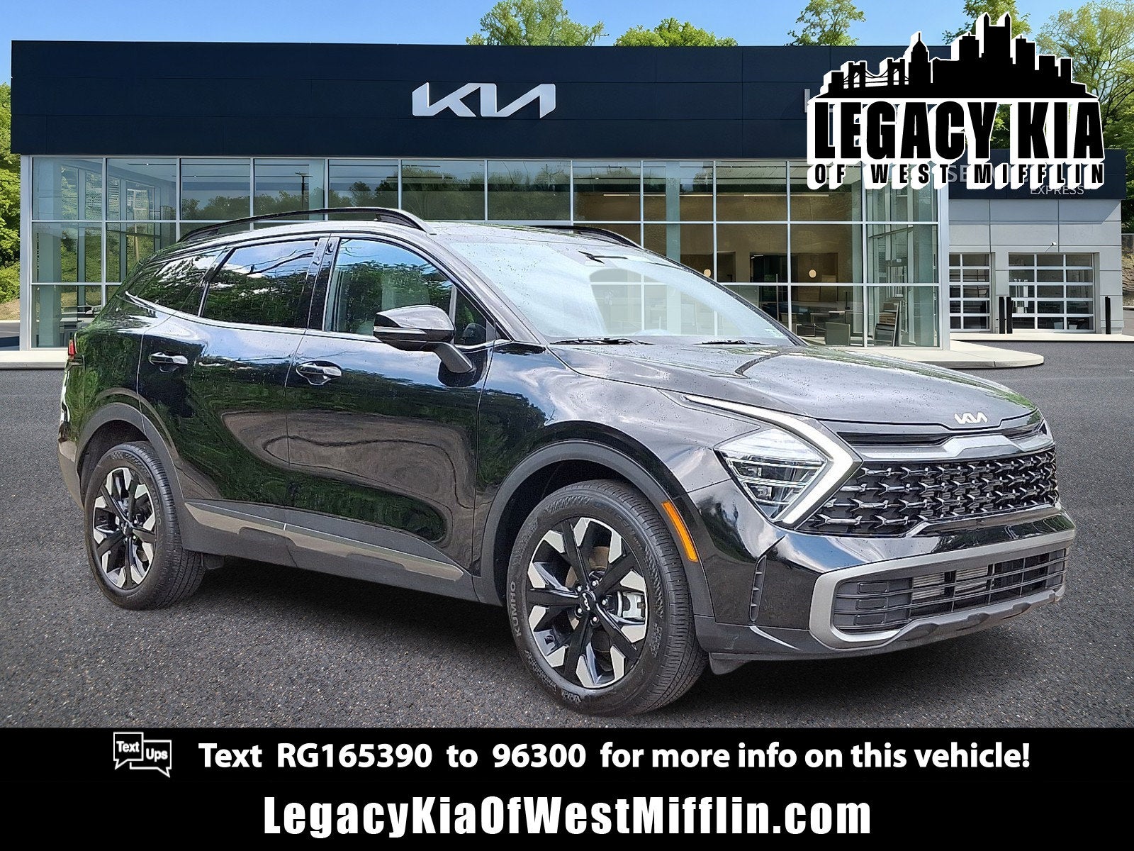 2024 Kia Sportage X-Line in Ebony Black — front three-quarter view