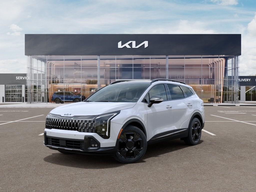 2026 Kia Sportage X-Line in Glacial White Pearl — front three-quarter view