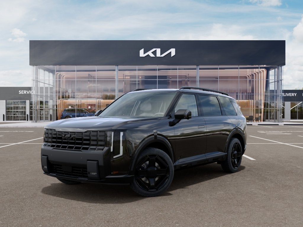 2027 Kia Telluride Hybrid X-Line SX in Ebony Black — front three-quarter view