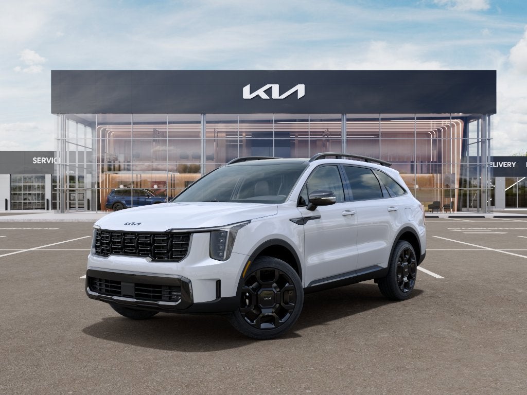 2026 Kia Sorento X-Line EX in Glacial White Pearl — front three-quarter view