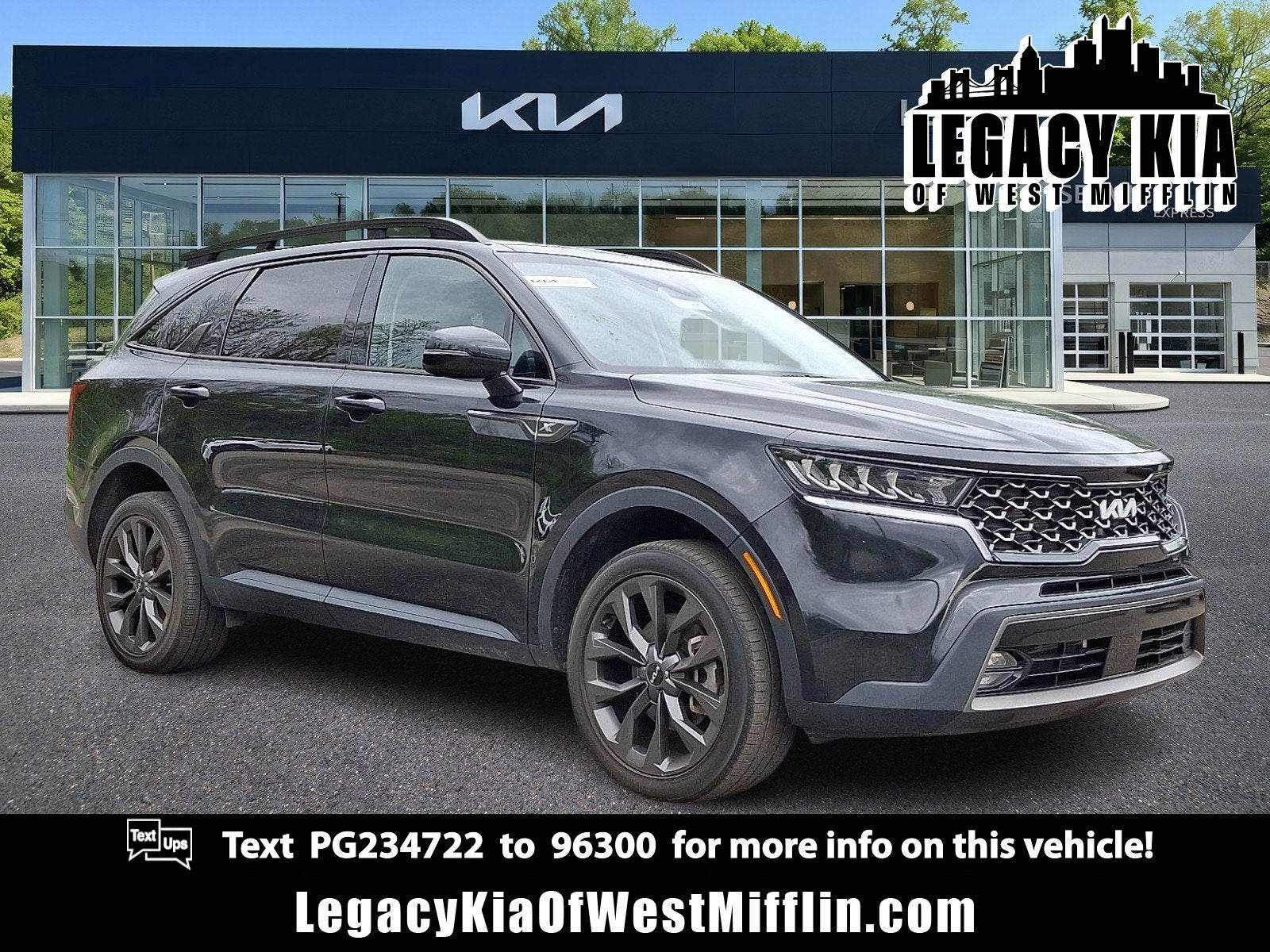 2023 Kia Sorento X-Line EX in Ebony Black — front three-quarter view