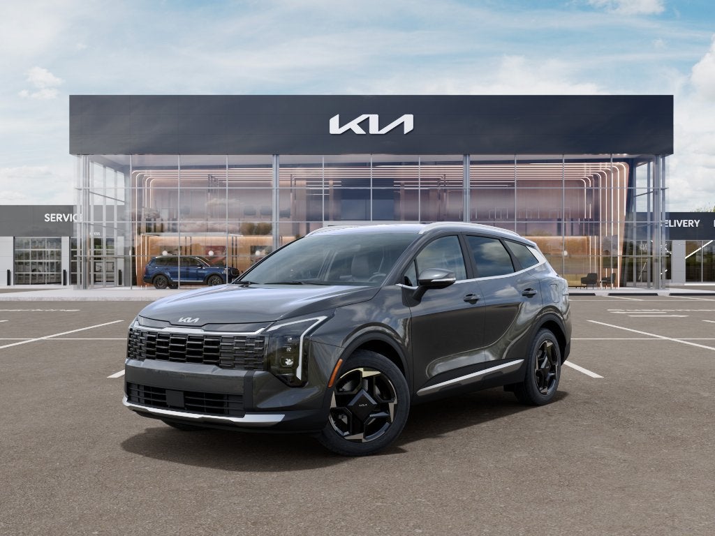 2026 Kia Sportage Hybrid EX in Gravity Gray — front three-quarter view